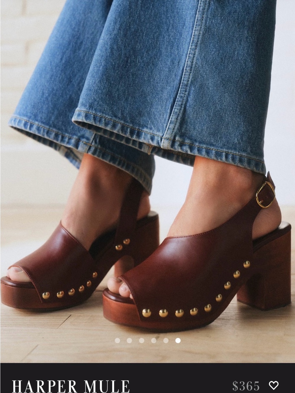 Sézane Harper Mule Women's Brown Leather Platform Sandals